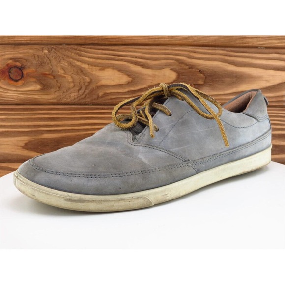 ECCO Sz 46 Sneaker Gray Leather Men Lace Up Medium‎ - Picture 1 of 11